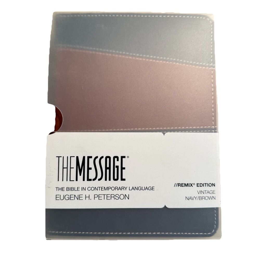 The Message REMIX Leather-Look Brown/Navy The Bible in Contemporary Language NEW